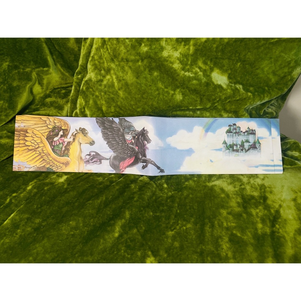 Amber Sky Art Print Pegasus Fairy Castle Rainbows Fantasy Art 80s stationary‎